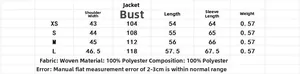 Guide des tailles détaillé pour veste cardigan femme avec mesures de XS à L
