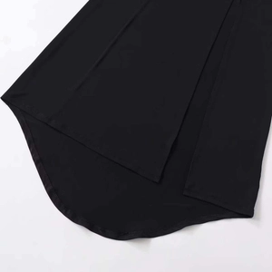 Black high-density knit long dress featuring a sexy backless V-neck and split hemline