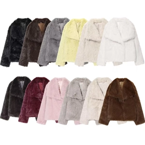 Femmes Hiver Élégant Manteau En Fausse Fourrure Mode Revers Manches Longues Épais Chaud Shaggy Veste Outwear Pour Dame