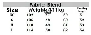 Detailed size chart for women faux fur jacket with chest and length measurements