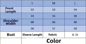 Detailed size chart for women's polo neck knit sweater showing S, M, L measurements