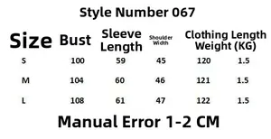 Size chart for women's long wool coat showing chest, sleeve, shoulder, and length specs