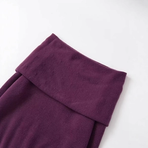 Fashionable deep purple off-shoulder knit sweater with stylish folded collar and ring detail