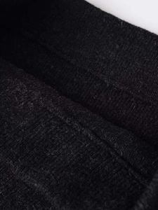 Macro detail of high-quality dark grey knitted fabric showing fine texture and fiber density