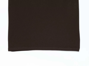 Detailed close-up of double-stitched hem on dark fabric for elegant sleeveless maxi dress