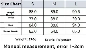 Size chart for women's slim fit dress showing measurements in cm for sizes S to L