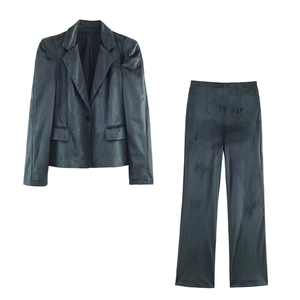 Blazer En Velours Ajusté À Revers Et Pantalon Large Pour Femme Tenues De Bureau Élégantes Streetwear