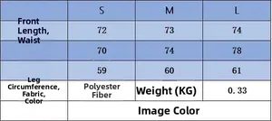 Size chart for autumn knitwear set with measurements for length, waist and hip in cm