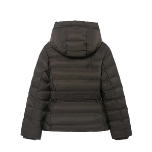 Veste de ski imperméable pour femme, marron foncé, coupe ajustée avec matelassage et taille élastique