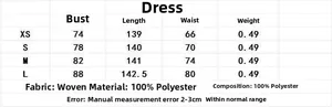Detaillierte Größentabelle für elegantes ärmelloses Satin-Maxikleid mit Materialangaben