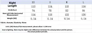 Tableau des tailles pour haut asymétrique femme avec mesures de poitrine et longueur