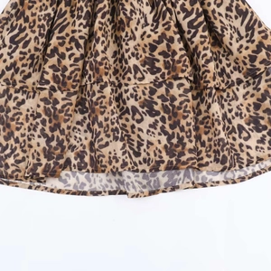 Women's leopard print long sleeve dress with layered ruffle skirt design for summer