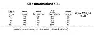Size chart table for purple gradient sequin dress from XS to XL with detailed measurements