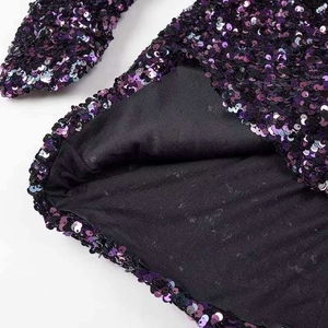 Elegant purple and black gradient sequin dress with premium inner lining for party wear