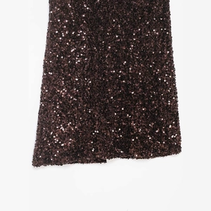 Jupe sirène à taille haute en paillettes marron foncé avec sequins métalliques brillants