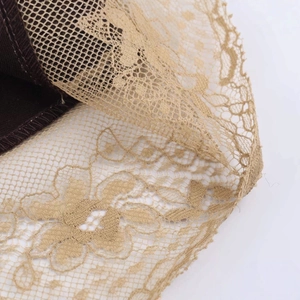 Deep brown satin camisole top with intricate light brown floral lace trim detail