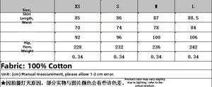 Size chart for women's plaid midi skirt showing measurements in CM for sizes XS to L