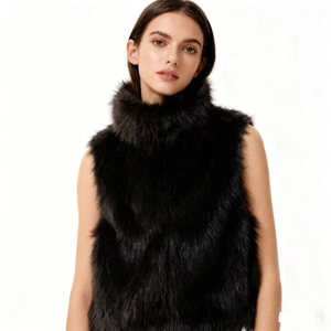 Gilet en Fausse Fourrure pour Femme Sans Manches Col Montant Ouvert Devant Gilet Épais Chaud Streetwear Décontracté