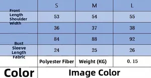Detailed size chart for striped knit top showing S, M, L measurements in centimeters
