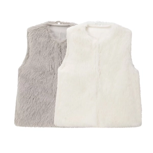 Detail view showing plush faux fur texture and smooth inner lining of the stylish vest