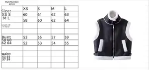 Tableau des tailles pour gilet en similicuir et peau de mouton du XS au L
