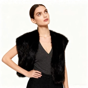 Women Faux Fur Vest Sleeveless V Neck Short Waistcoat Faux Furry Jacket Elegant Autumn Winter Warm Outerwear Casual Fashion Tops