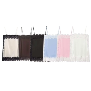Lace trim satin camisole top for women available in six stylish multi-color options