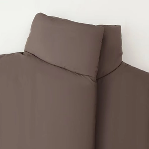 Winter casual stand collar padded jacket for women in dark brown thickened warm fabric