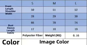 Size guide for contrast knit short sleeve jacket showing length bust and weight