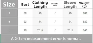Detailed size chart for turtleneck poncho wool coat showing S, M, L measurements in cm