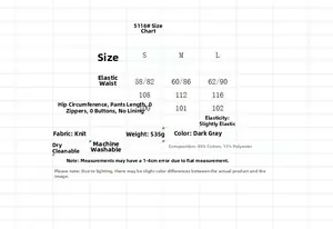 Detailed size chart for women's rib knit loungewear set including waist and hip measurements