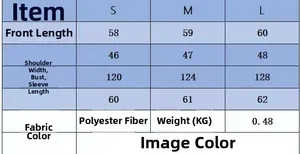 Size chart table for women's high neck long sleeve knitted top in S, M, and L sizes