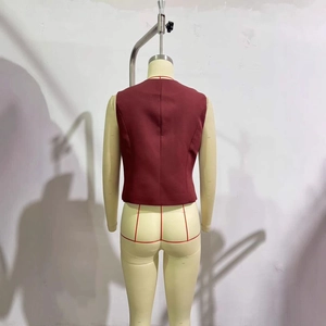 Slim fit burgundy suit vest for women featuring a tailored back design and minimalist style