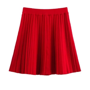 Mini-jupe plissée rouge chic à taille haute pour femmes avec coupe trapèze élégante