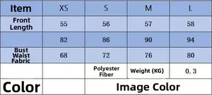 Size chart for V-neck backless mini dress showing bust and waist measurements in cm