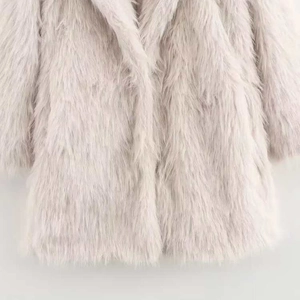 Chic lavender faux fur coat with thick fluffy texture for winter warmth and style