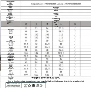 Tableau des tailles détaillé de XS à XL pour l'ensemble d'intérieur kaki