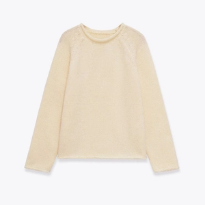 Women Casual Chunky Knit Sweater Round Neck Long Sleeve Loose Pullover Beige Solid Color Autumn Winter Streetwear Top