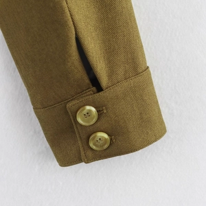 Olive green blend bomber jacket featuring high-quality twill fabric and double-button cuffs