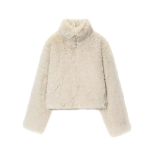 Manteau en Fausse Fourrure Élégant pour Femme Veste Courte Col à Revers Manches Longues Vêtements d'Extérieur en Peluche Chauds