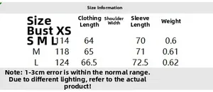Detailed size chart for street fashion reversible quilted coat with XS to L measurements