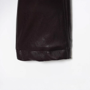 Women's faux leather bomber jacket in dark purple with detailed pebble grain and topstitching