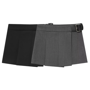 Jupe-culotte Courte Plissée à Taille Haute pour Femme Avec Ceinture Couleur Unie Jupe Décontractée Trapèze pour Bureau École