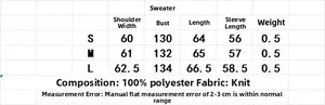 Guide des tailles pour pull en maille torsadée femme avec mesures détaillées en cm