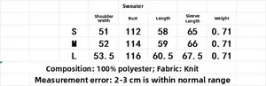 Size chart for women's rib-trim knit cardigan with detailed product measurements in cm