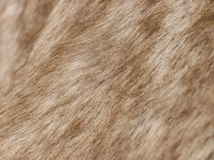 Macro shot of faux fur texture on khaki jacket showing soft fibers and natural gloss