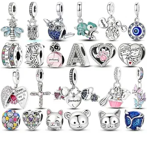 Heart Paw Print Lotus Charms With Enamel Zircon For DIY Bracelet Jewelry Accessories