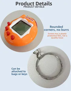 Detail of orange virtual pet game machine showing rounded corners and keychain loop