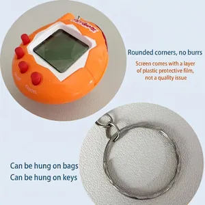 Mini orange electronic pet game console with LCD screen and keychain for kids