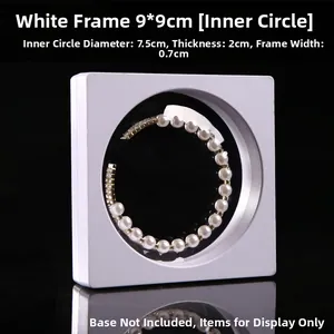 Detailed dimensions of 9x9cm white PE film suspension box for jewelry storage